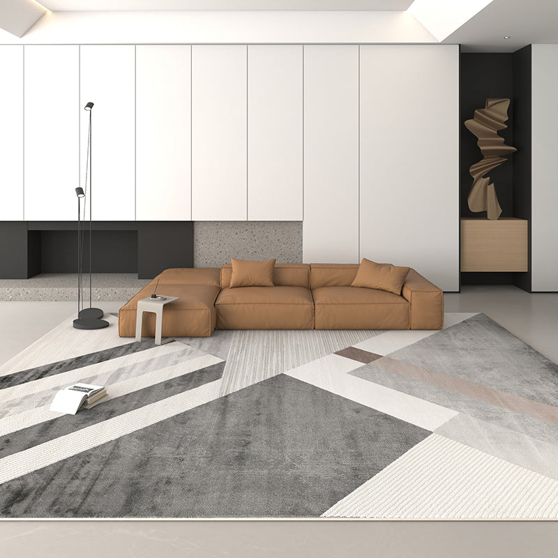 Rug Modern Geometric Pattern Carpet Rectangle Stain Resistant Indoor Rug