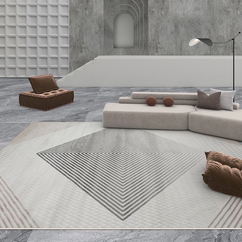 Rug Modern Geometric Pattern Carpet Rectangle Stain Resistant Indoor Rug