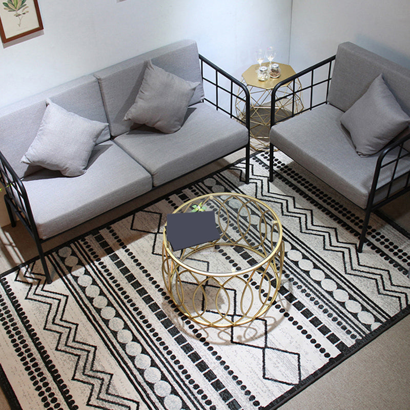 Stain Resistant Area Carpet Rectangle Geometric Pattern Rug Living Room Carpet