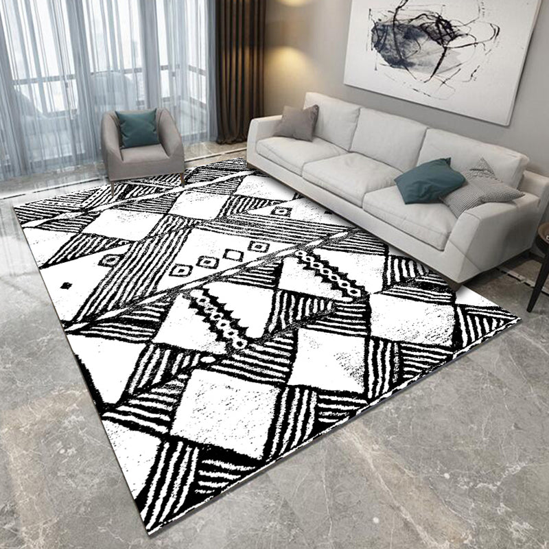 Stain Resistant Area Carpet Rectangle Geometric Pattern Rug Living Room Carpet