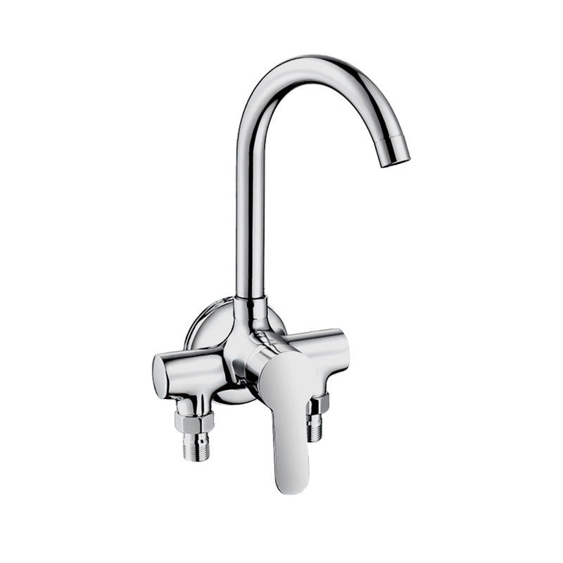 Single Handle Kitchen Faucet Metal Wall Mounted Faucet in Chrome