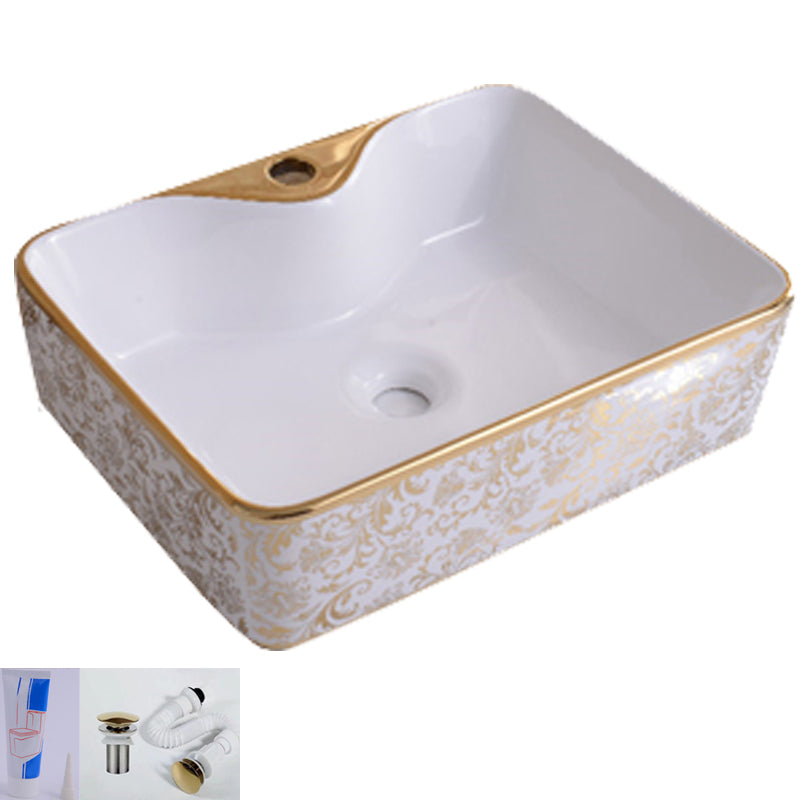 Traditional Vessel Bathroom Sink Oval Porcelain with Overflow Vessel