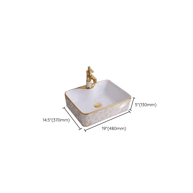 Traditional Vessel Bathroom Sink Oval Porcelain with Overflow Vessel