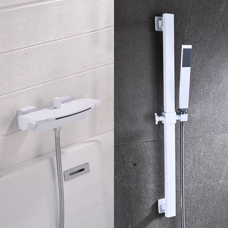 Modern Bathroom Faucet Copper Wall Mount Waterfall with Handheld Shower Tub Spouts