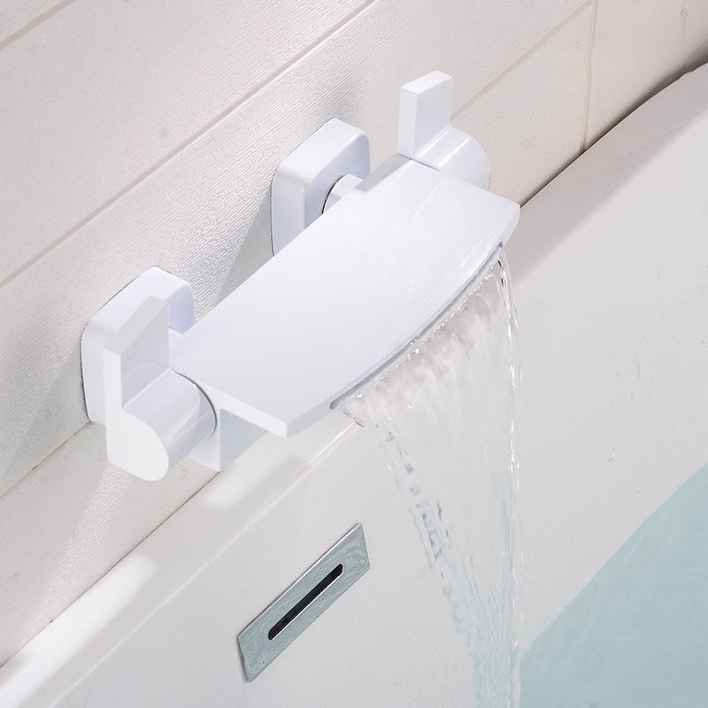 Modern Bathroom Faucet Copper Wall Mount Waterfall with Handheld Shower Tub Spouts