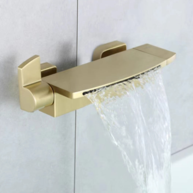 Modern Bathroom Faucet Copper Wall Mount Waterfall with Handheld Shower Tub Spouts