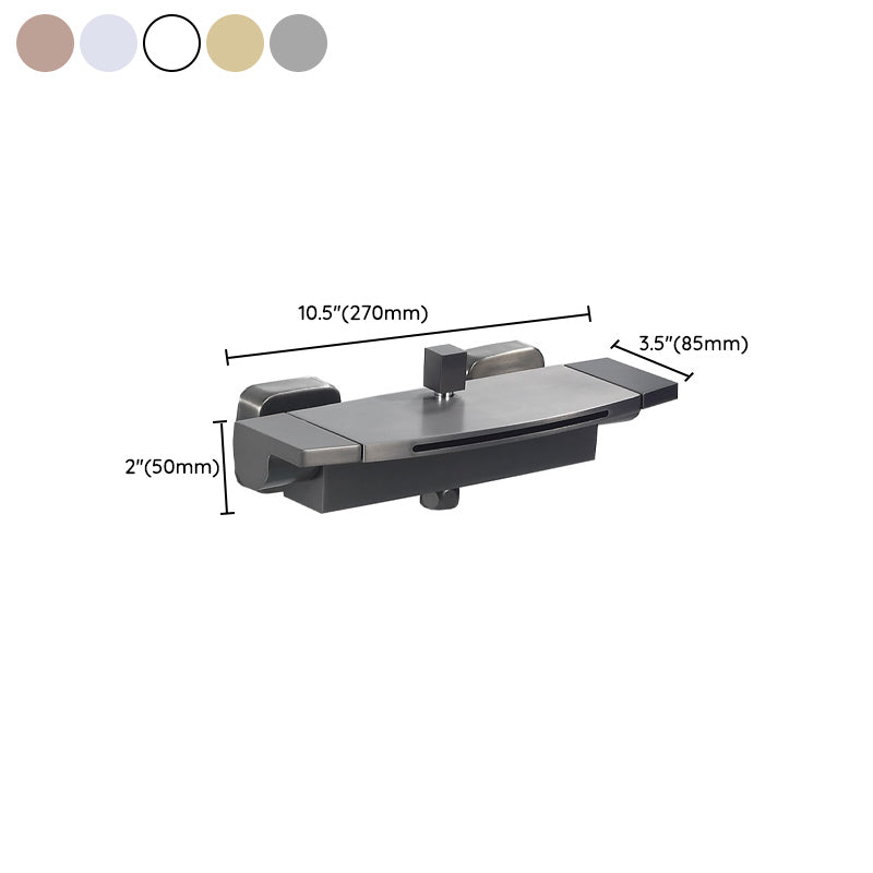 Modern Bathroom Faucet Copper Wall Mount Waterfall with Handheld Shower Tub Spouts