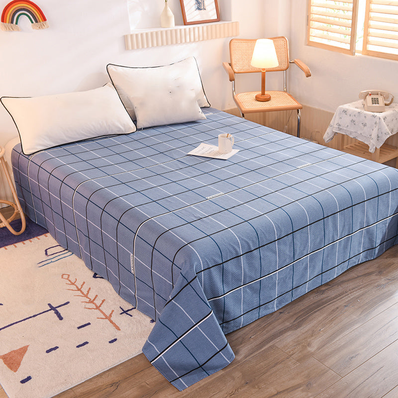 Modern Style Bed Sheet Striped Print Ultra-Soft Breathable Bed Sheet