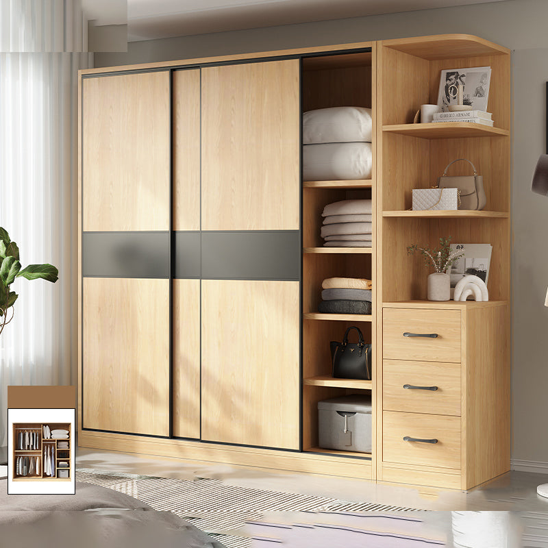 Modern Pine Solid Wood Wardrobe Freestanding Wardrobe with Soft Close Doors