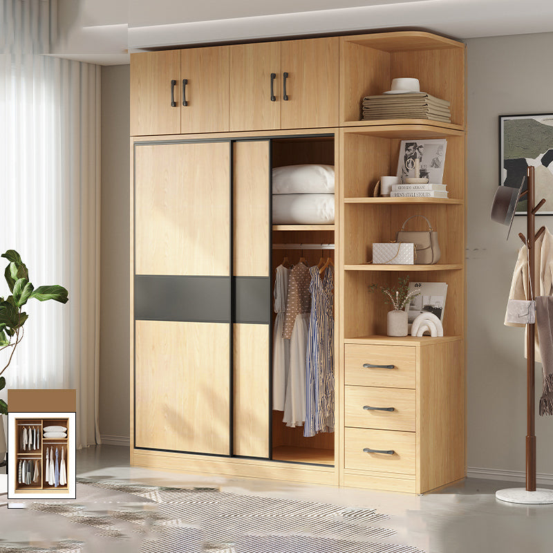 Modern Pine Solid Wood Wardrobe Freestanding Wardrobe with Soft Close Doors