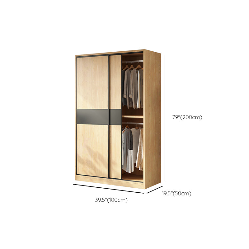 Modern Pine Solid Wood Wardrobe Freestanding Wardrobe with Soft Close Doors