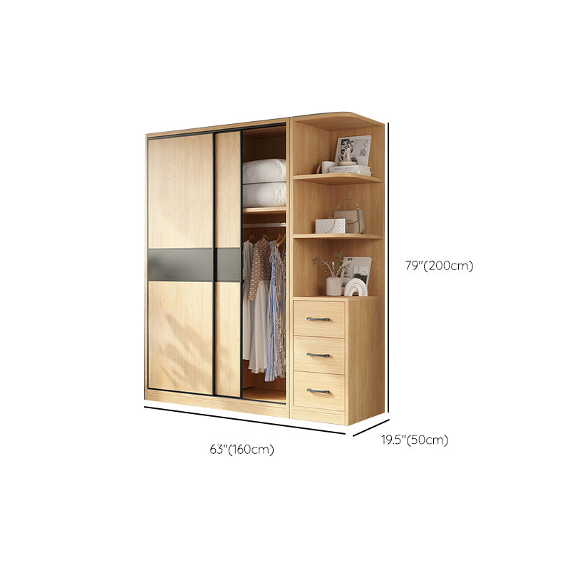 Modern Pine Solid Wood Wardrobe Freestanding Wardrobe with Soft Close Doors