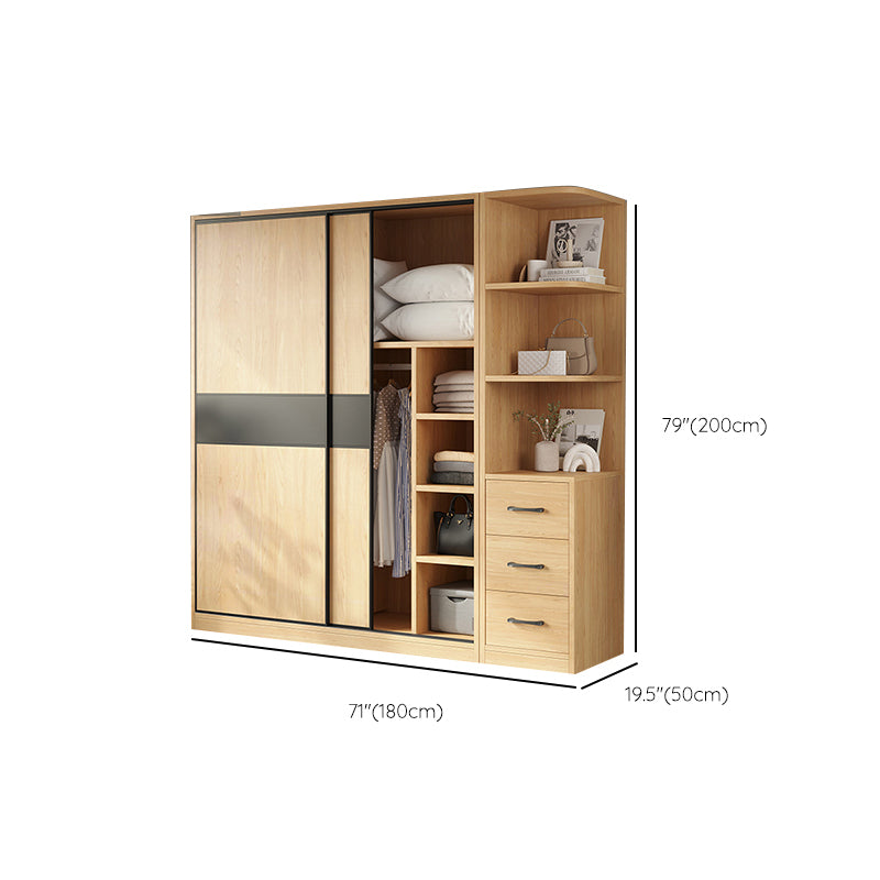 Modern Pine Solid Wood Wardrobe Freestanding Wardrobe with Soft Close Doors
