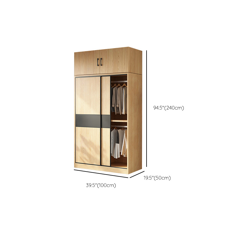 Modern Pine Solid Wood Wardrobe Freestanding Wardrobe with Soft Close Doors