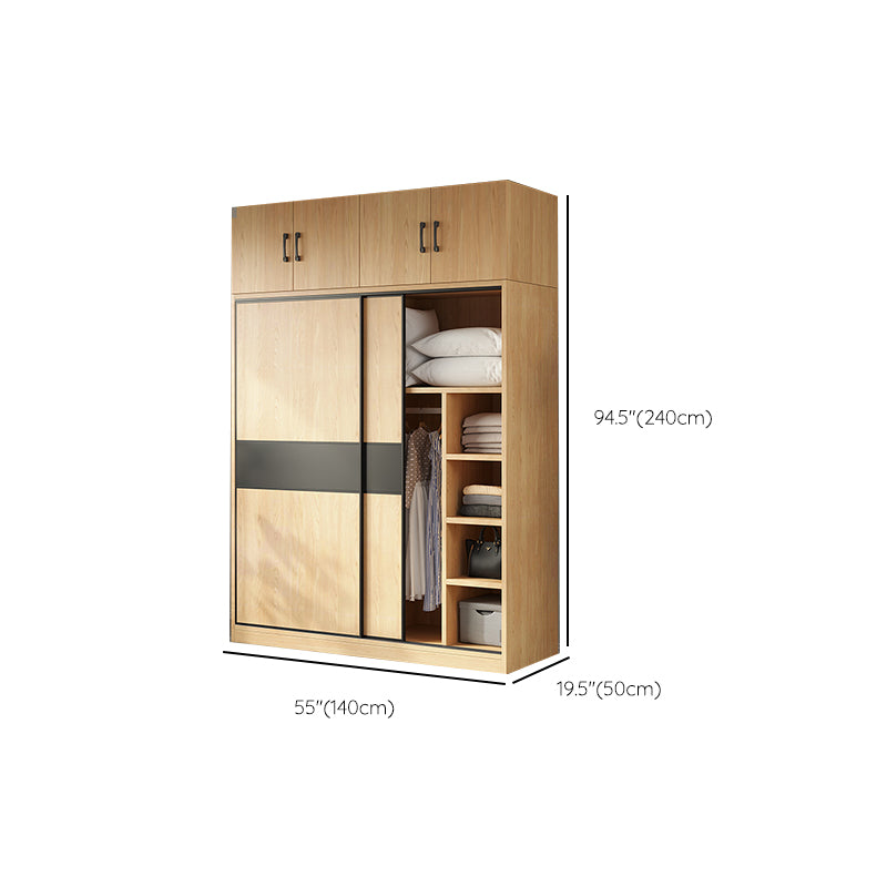 Modern Pine Solid Wood Wardrobe Freestanding Wardrobe with Soft Close Doors