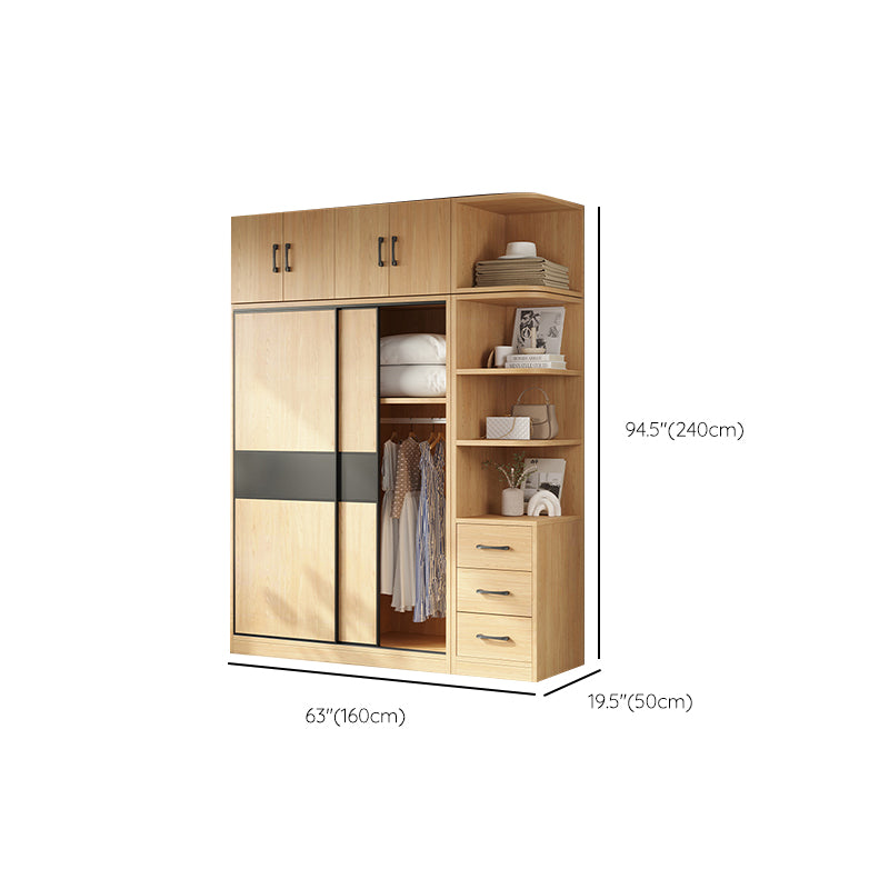 Modern Pine Solid Wood Wardrobe Freestanding Wardrobe with Soft Close Doors