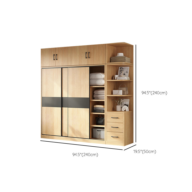 Modern Pine Solid Wood Wardrobe Freestanding Wardrobe with Soft Close Doors