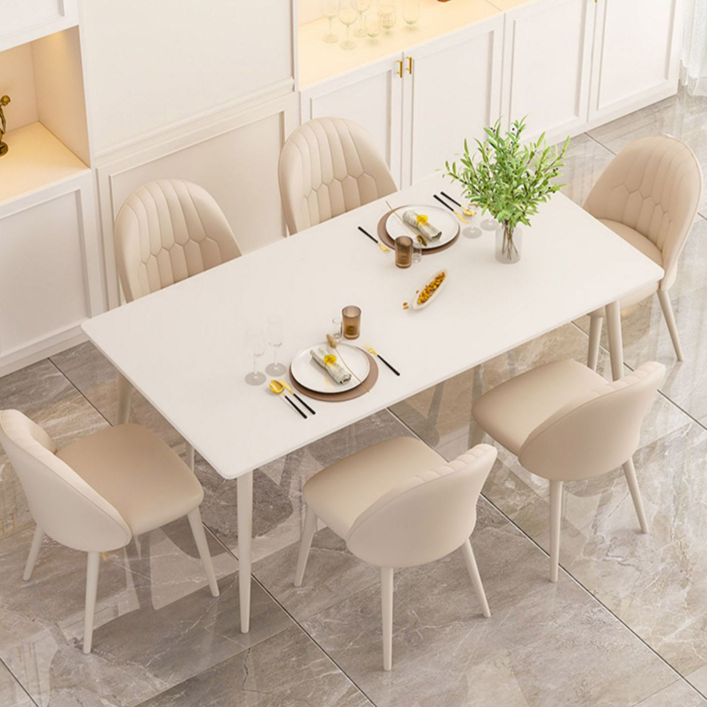 Rectangle Dining Table Contemporary 4 Legs Dining Site Table