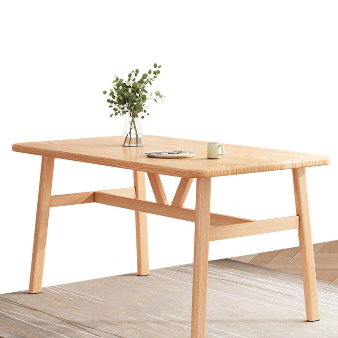 Contemporary Rectangle Kitchen Dinner Table 4 Legs Dining Table