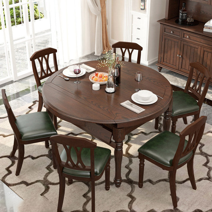 Mid-Century Modern Round Kitchen Dinner Table Solid Wood 4 Legs Dining Table