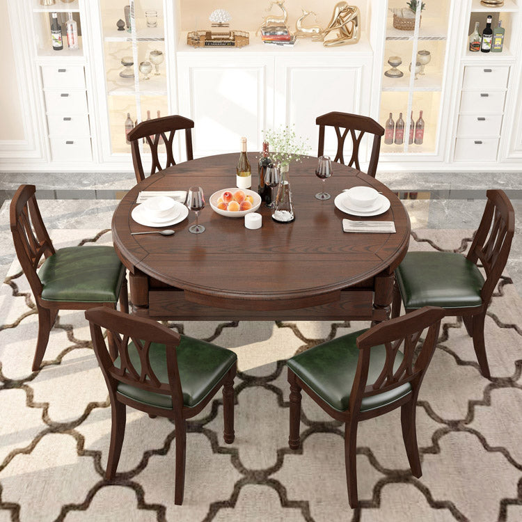 Mid-Century Modern Round Kitchen Dinner Table Solid Wood 4 Legs Dining Table