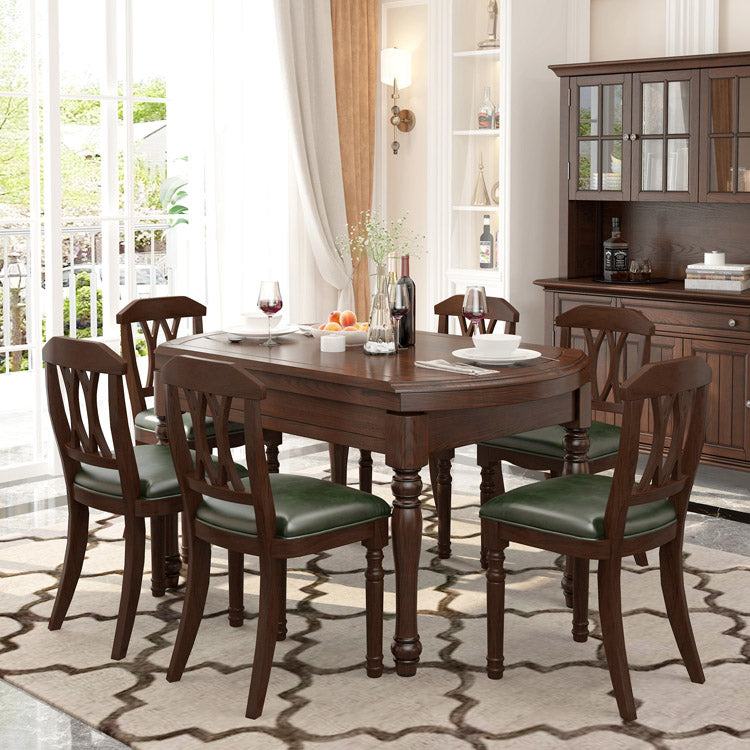 Mid-Century Modern Round Kitchen Dinner Table Solid Wood 4 Legs Dining Table