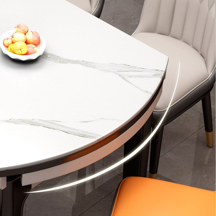 Modern Stone Round Dining Table Rubber Wood Base for Dining Room