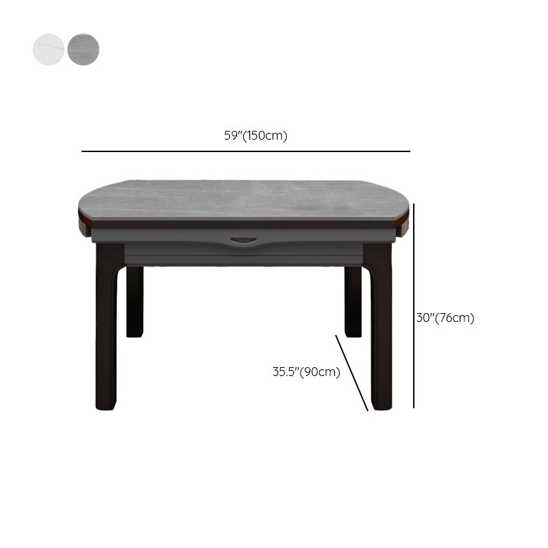 Modern Stone Round Dining Table Rubber Wood Base for Dining Room