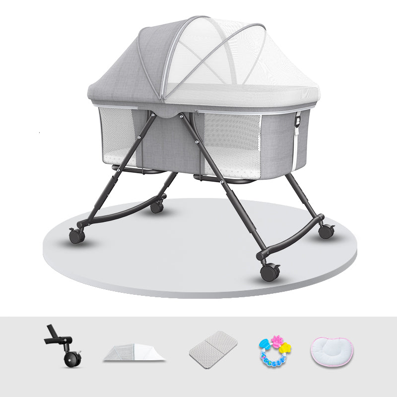 Modern Nursery Bed Metal Under Crib Storage Baby Crib with Casters