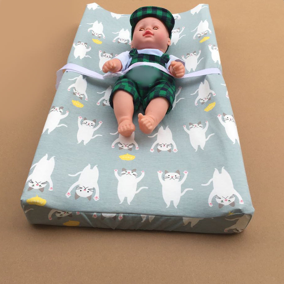 Upholstered Baby Changing Table Wooden Crib Top Changer with Seat Belt