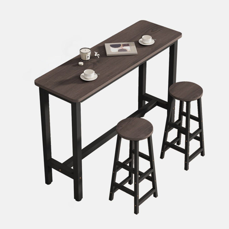 Modern Rectangle Wood Bar Table 2/3/4/5 Pieces Bar Table Set for Cafe