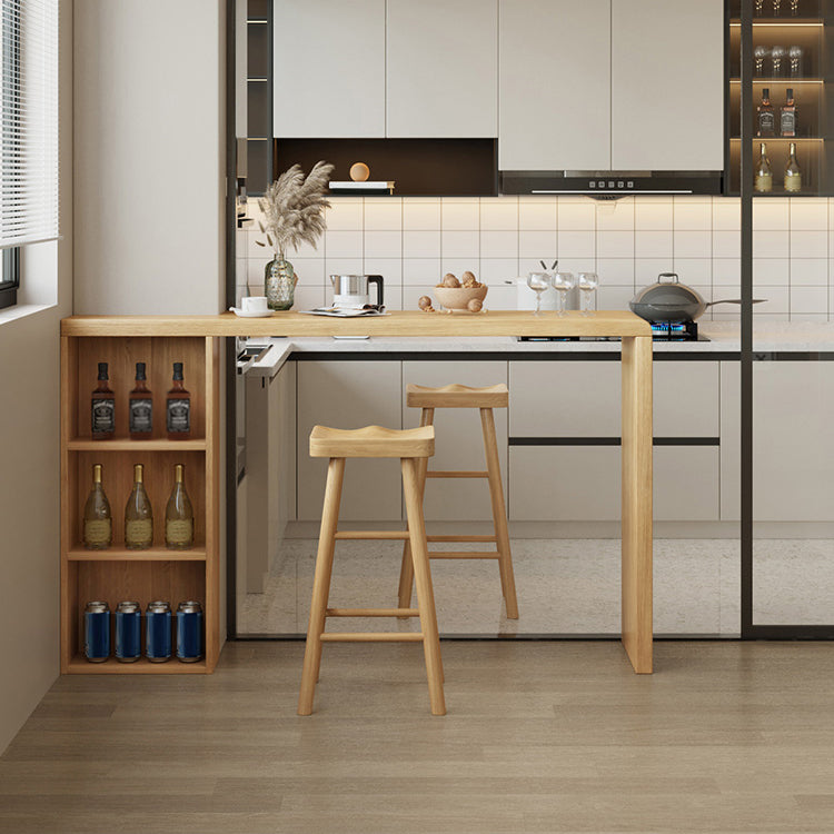 Modern Double Pedestal Bar Table Set 1/2/3 Pcs Solid Wood Bar Table and Backless Stools