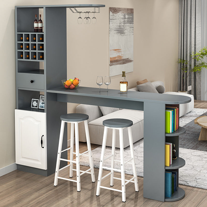 Modern Rectangle Wood Counter Table 3 Pieces Bar Table Set for Living Room