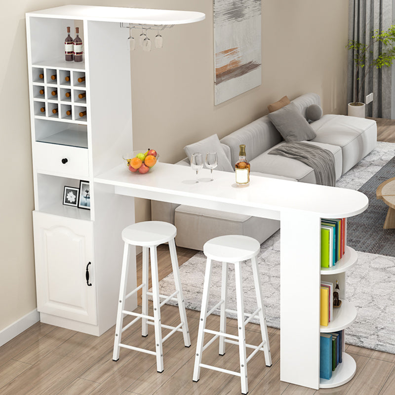 Modern Rectangle Wood Counter Table 3 Pieces Bar Table Set for Living Room