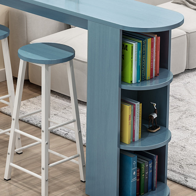 Modern Rectangle Wood Counter Table 3 Pieces Bar Table Set for Living Room