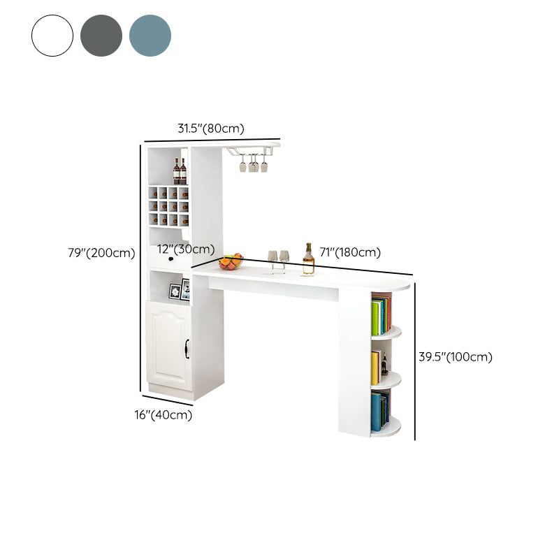 Modern Rectangle Wood Counter Table 3 Pieces Bar Table Set for Living Room
