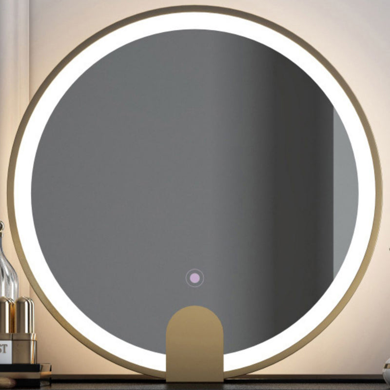 Modernist Solid Wood Vanity Dressing Table with Mirror and Stool