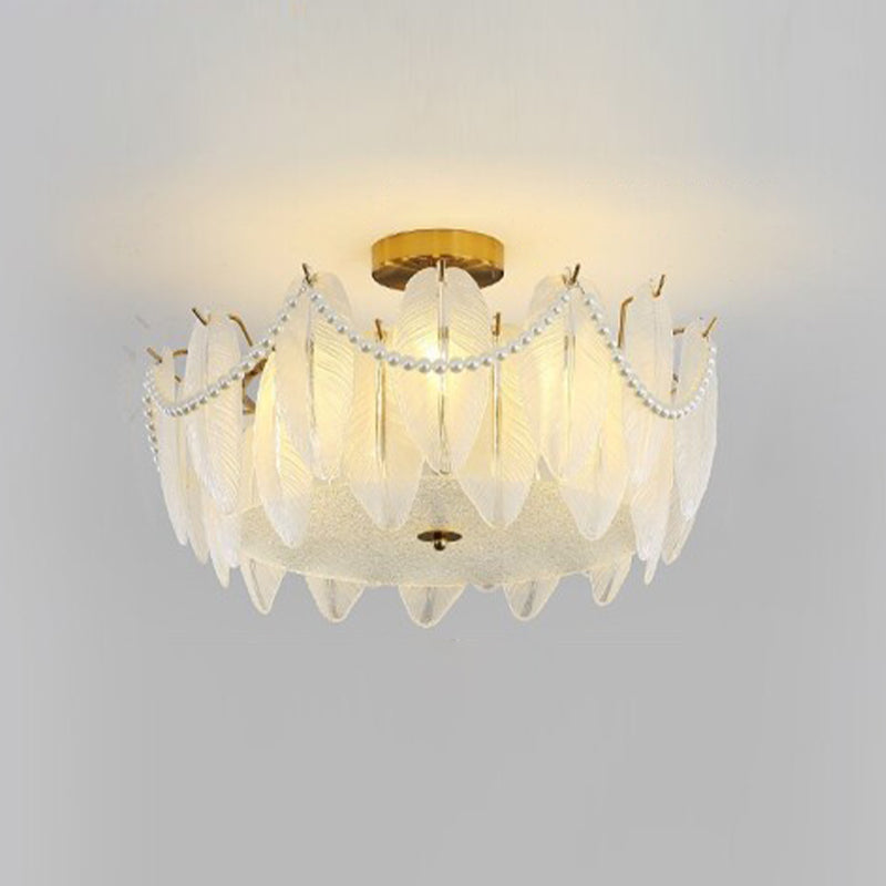 Contemporary Ceiling Lamp Creative Flush Mount Light Fixture with Glass Shade