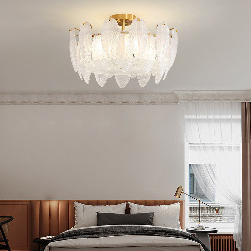 Contemporary Ceiling Lamp Creative Flush Mount Light Fixture with Glass Shade