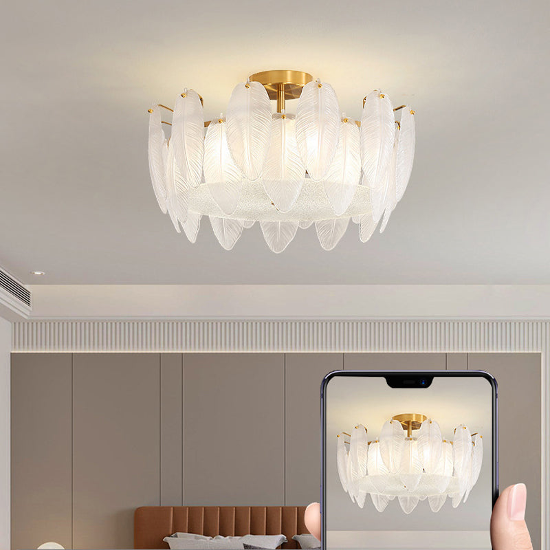 Contemporary Ceiling Lamp Creative Flush Mount Light Fixture with Glass Shade