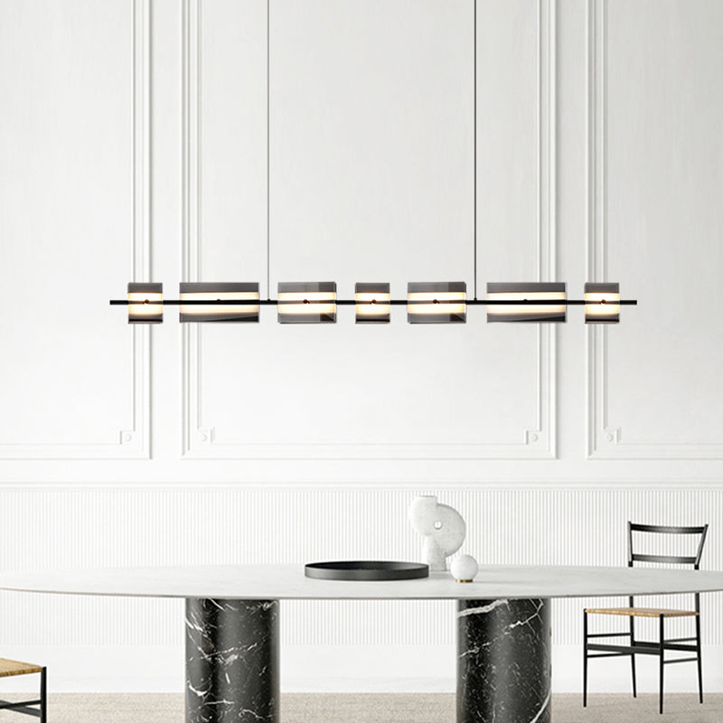 Glass Shade Hanging Island Lights Modern Black/Gold Island Lighting Ideas for Kitchen