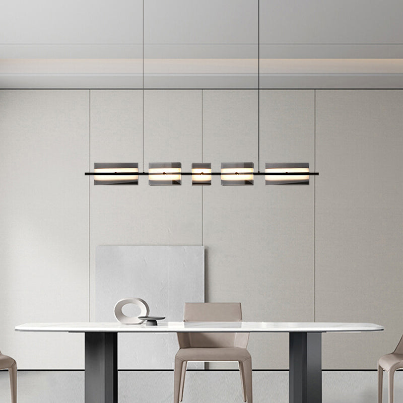 Glass Shade Hanging Island Lights Modern Black/Gold Island Lighting Ideas for Kitchen