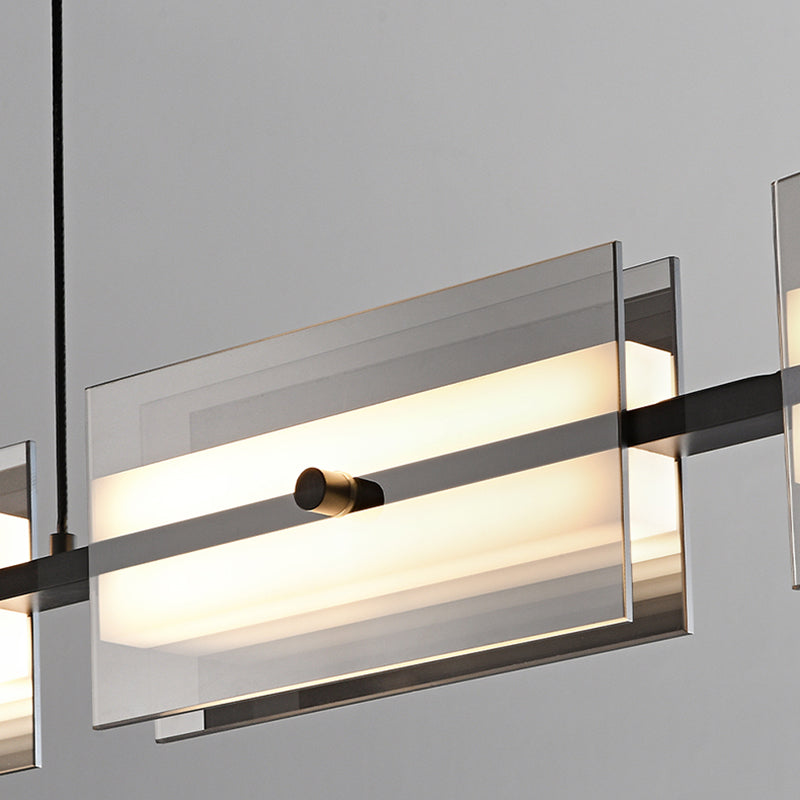 Glass Shade Hanging Island Lights Modern Black/Gold Island Lighting Ideas for Kitchen