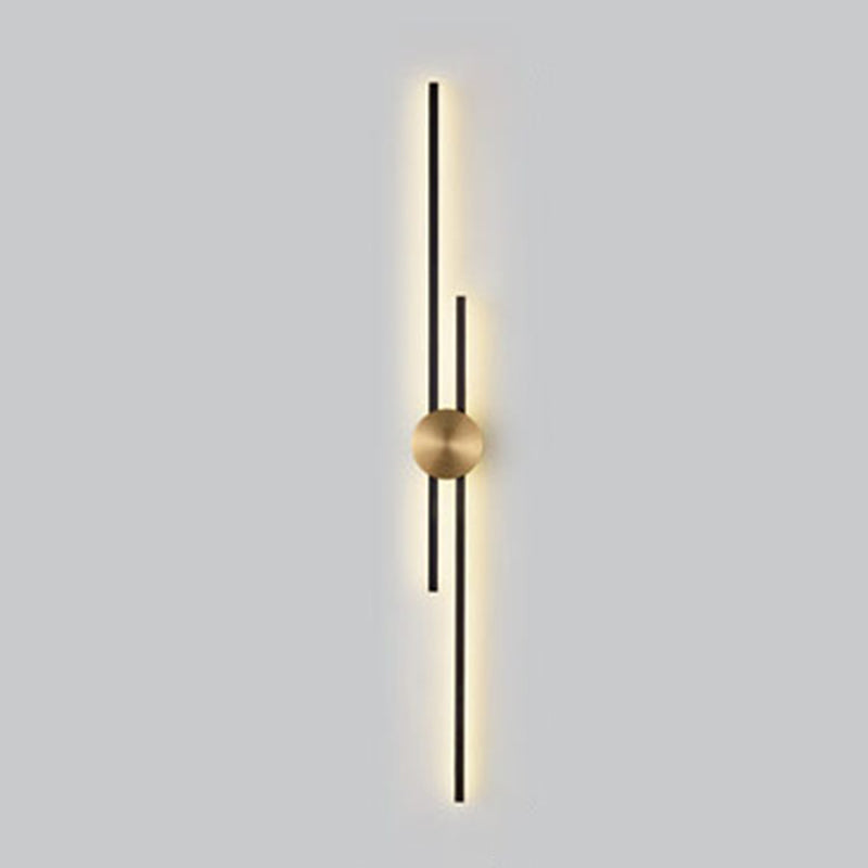 Linear Wall Mounted Fixture Solid Brass 2 / 3 - Light Wall Sconce in Black & Gold