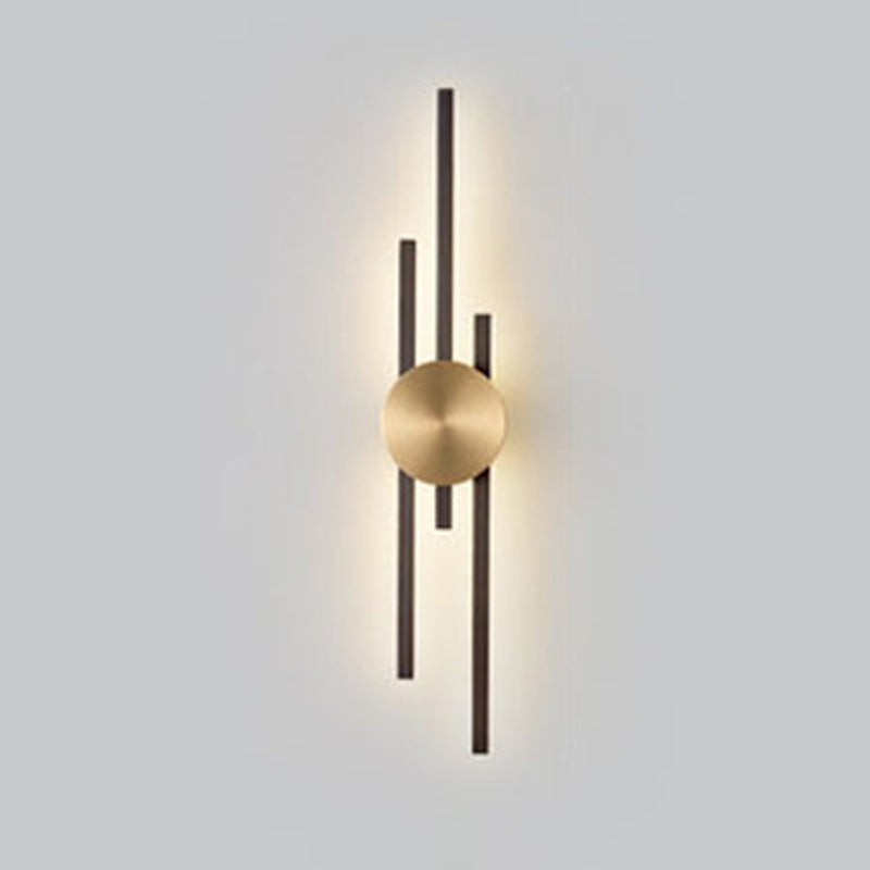 Linear Wall Mounted Fixture Solid Brass 2 / 3 - Light Wall Sconce in Black & Gold