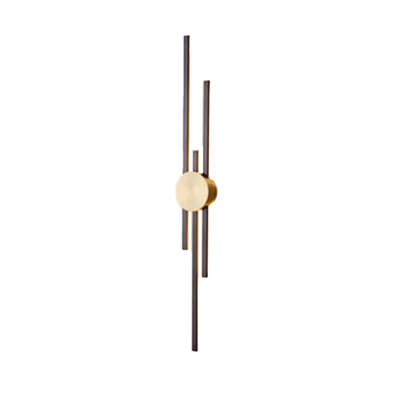 Linear Wall Mounted Fixture Solid Brass 2 / 3 - Light Wall Sconce in Black & Gold