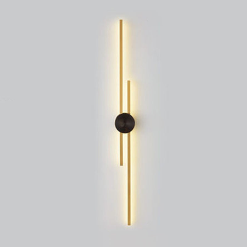 Linear Wall Mounted Fixture Solid Brass 2 / 3 - Light Wall Sconce in Black & Gold