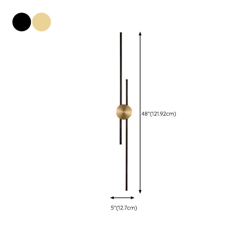Linear Wall Mounted Fixture Solid Brass 2 / 3 - Light Wall Sconce in Black & Gold
