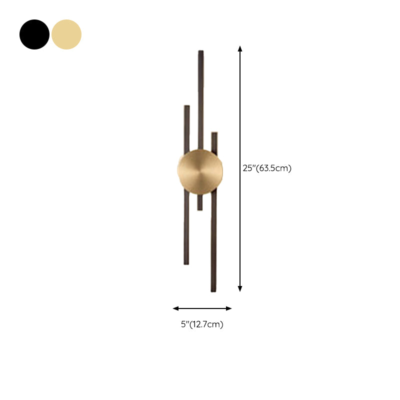 Linear Wall Mounted Fixture Solid Brass 2 / 3 - Light Wall Sconce in Black & Gold