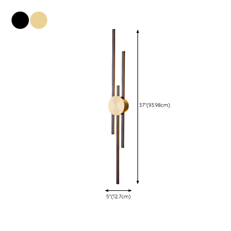 Linear Wall Mounted Fixture Solid Brass 2 / 3 - Light Wall Sconce in Black & Gold